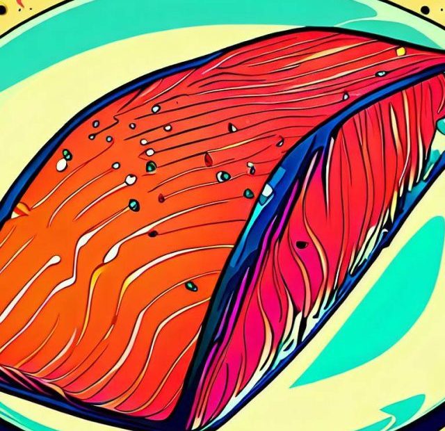 salmon filet pop art